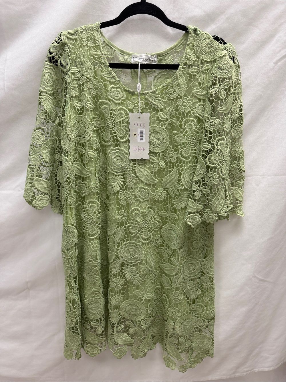 Pretty Angel Lace Shift Dress in Pale Green